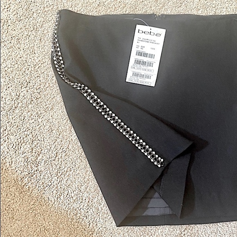 Bebe Black Mini Skirt with Rhinestones